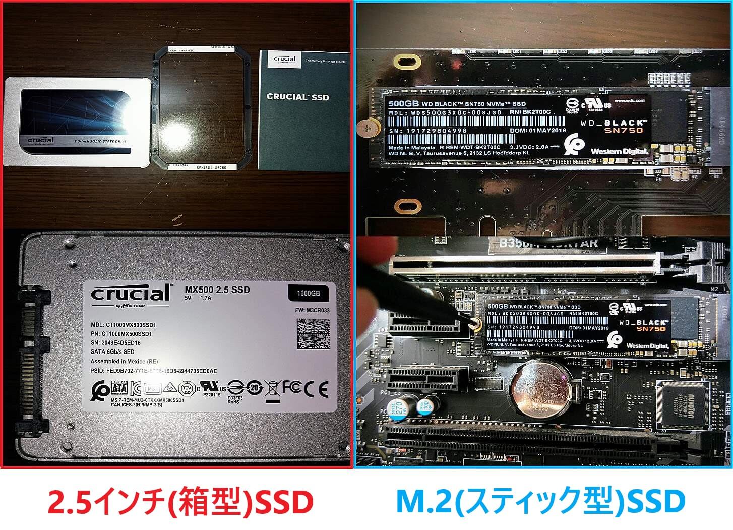SSDの種類(2.5インチSSD＆M.2SSD)